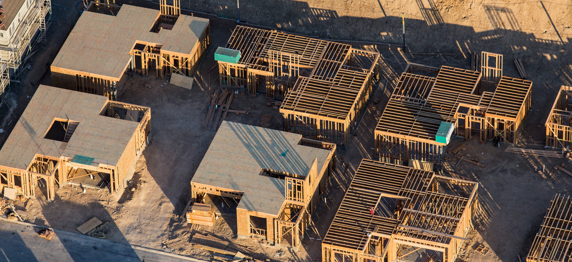 Aerial of new construction homes